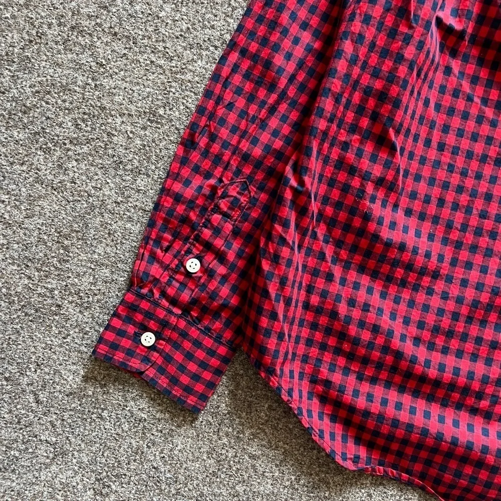 Ralph Lauren Red Gingham Checkered Button Down Long Sleeve Shirt Boys L (14-16)